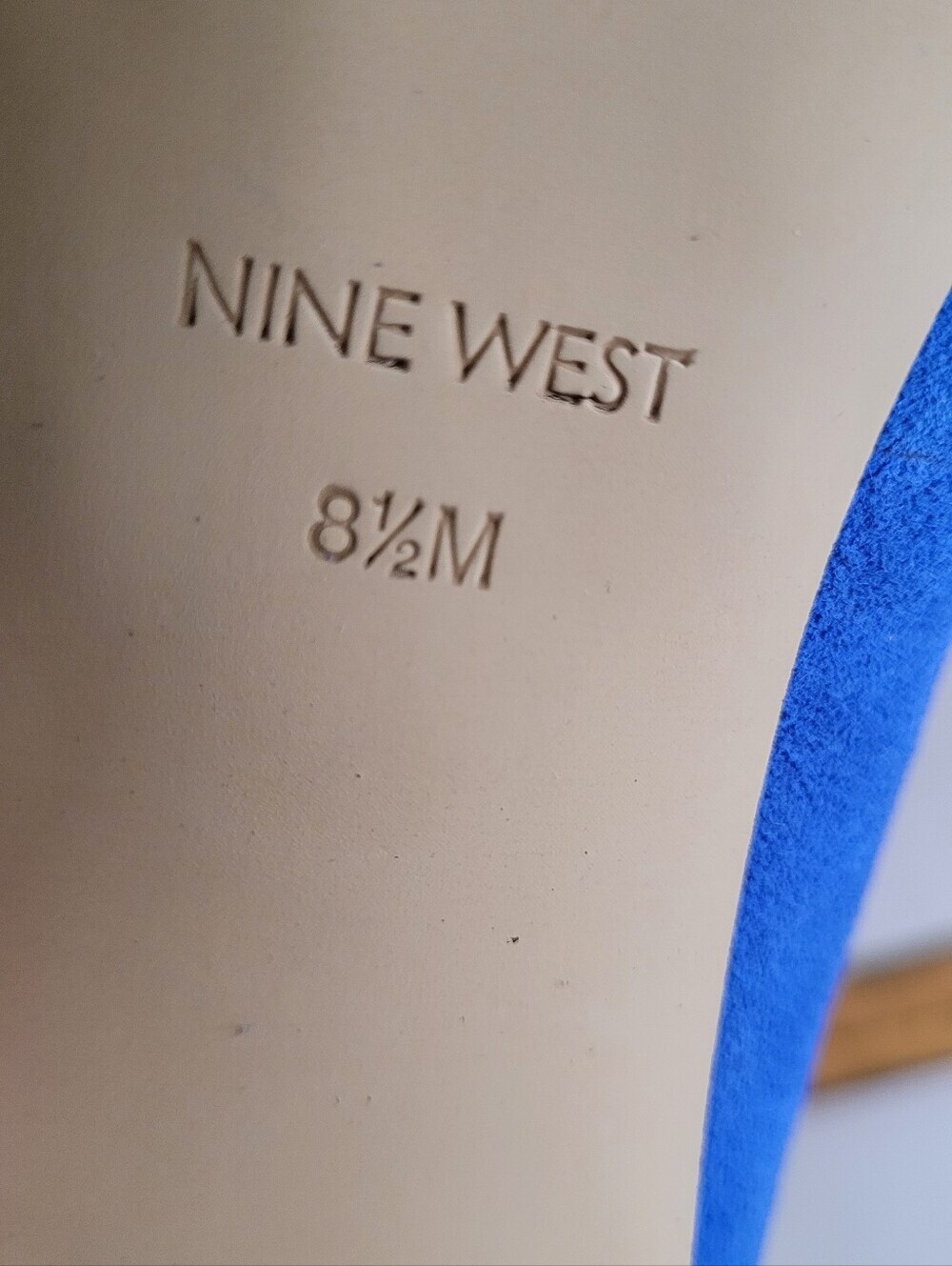 Nine West Blue Suede Open Toe Pumps Size 8.5 - Picture 10 of 11